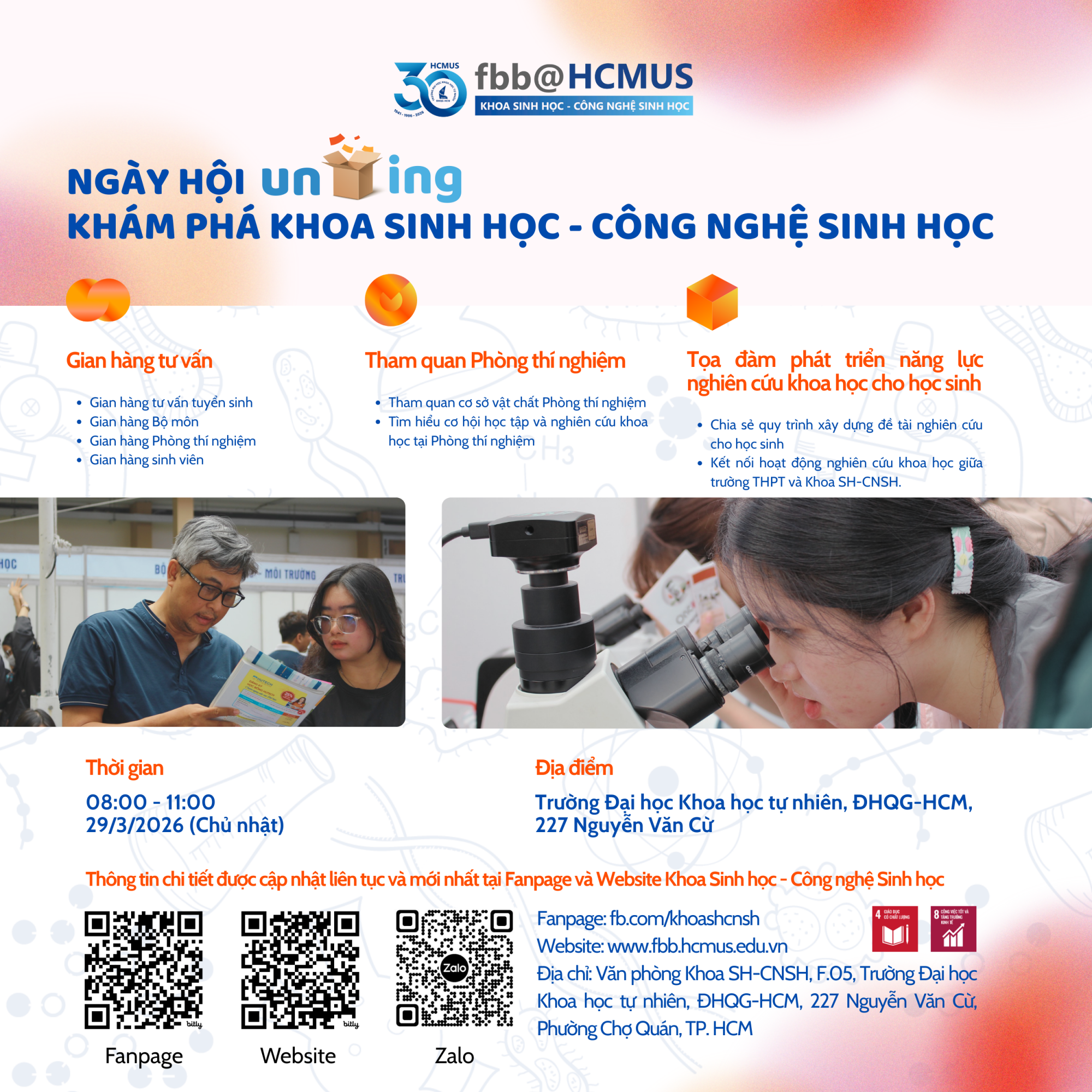 Ngày hội Unboxing - Khám phá Khoa Sinh học - Công nghệ Sinh học năm 2026